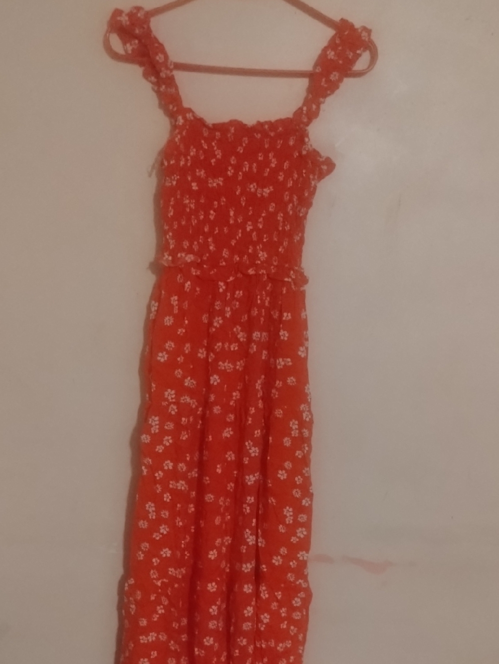 Girls Red Floral Smocked Sundress